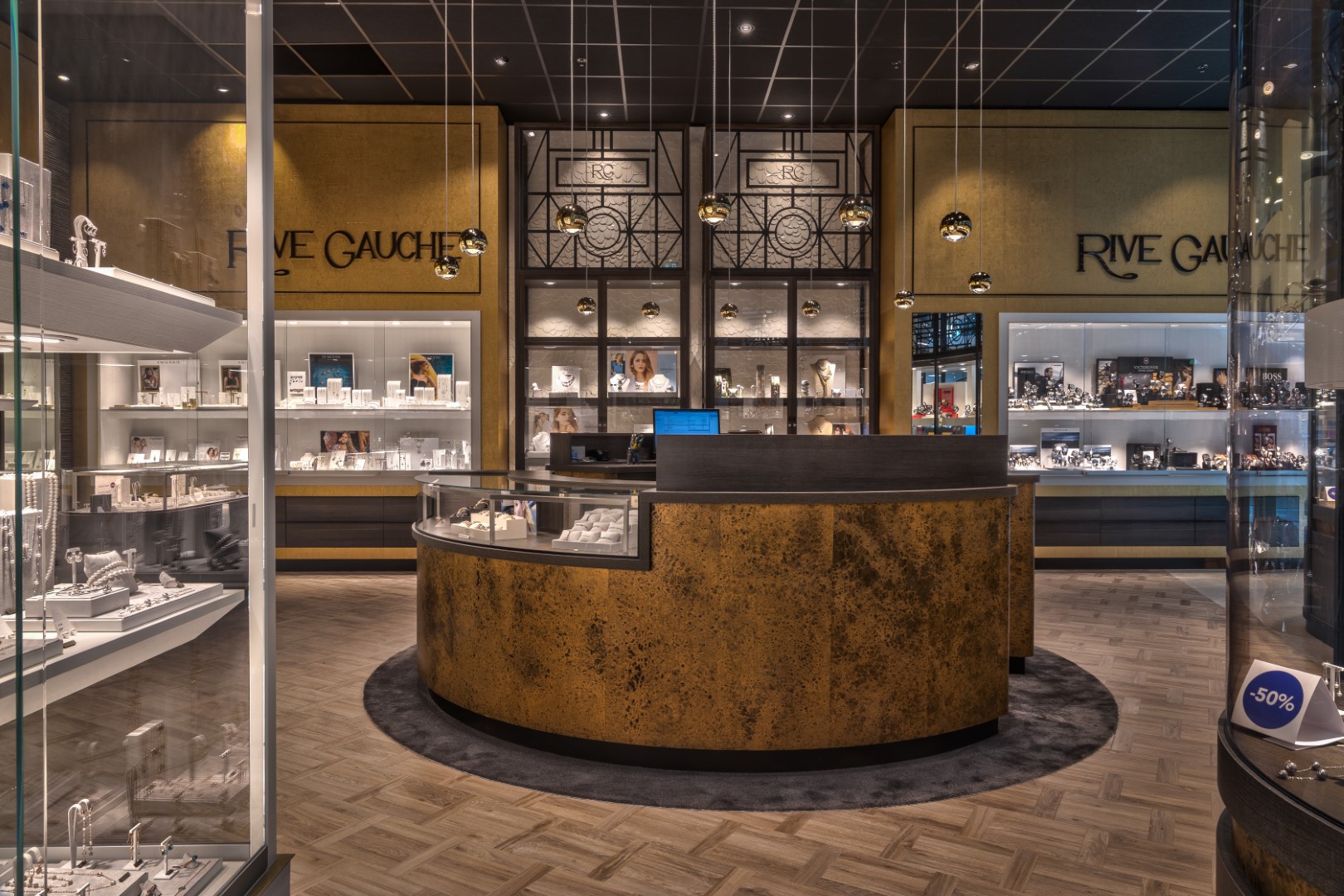 balie winkelinrichting juwelier Rive Gauche in Luxemburg